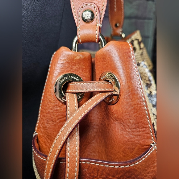 Vintage Kate Spade Snakeskin Drawstring Shoulder Bag - Picture 7 of 15